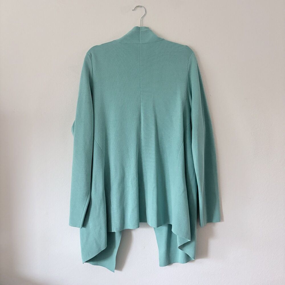 Eileen Fisher 2pc Set Draped Knit Cardigan Jacket & Silk Tank Top Blue Green 3X - Picture 2 of 8